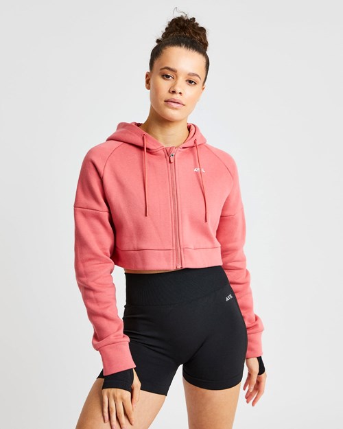 AYBL Beyond Crop Zip Hoodie Rot | 279-UENJAW