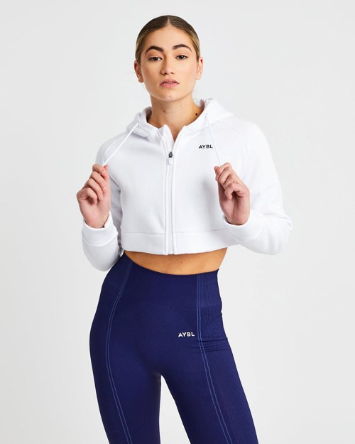 AYBL Beyond Crop Zip Hoodie Weiß | 087-UALYNS