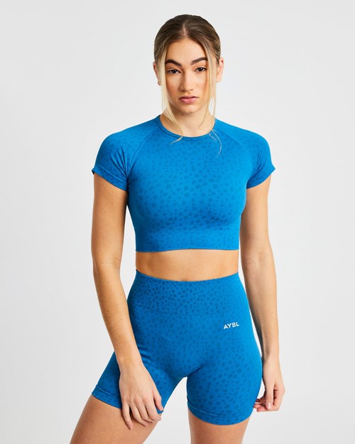 AYBL Evolve Speckle Seamless Crop Top Blau | 126-ULWFTP