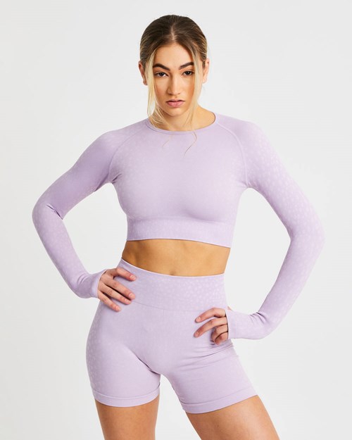 AYBL Evolve Speckle Seamless Long Sleeve Crop Top Lilac | 810-TVNIRM