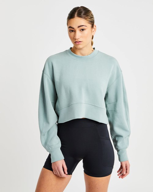 AYBL Oversized Crop Jumper Grün | 963-KNFWDI