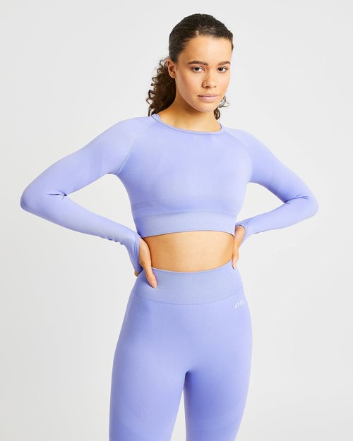 AYBL Reform Seamless Long Sleeve Crop Top Lila | 843-HOXWFR