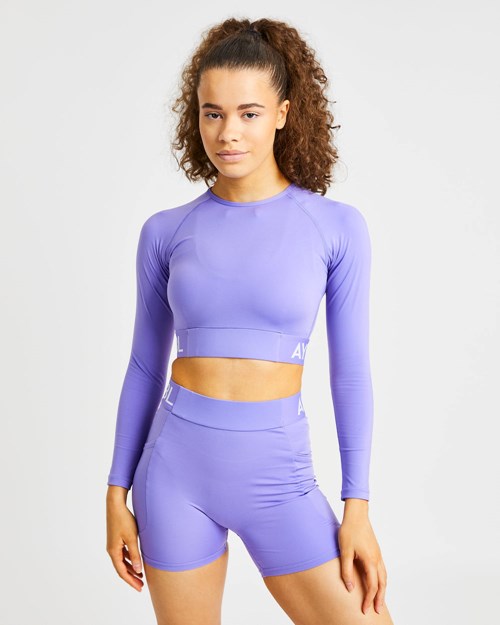 AYBL Sport Long Sleeve Crop Top Lila | 342-TIJANV
